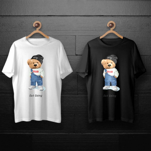 طرح لایه باز خرس تدی با لباس لی و تیشرت سوپریم برای چاپ روی انواع تیشرت